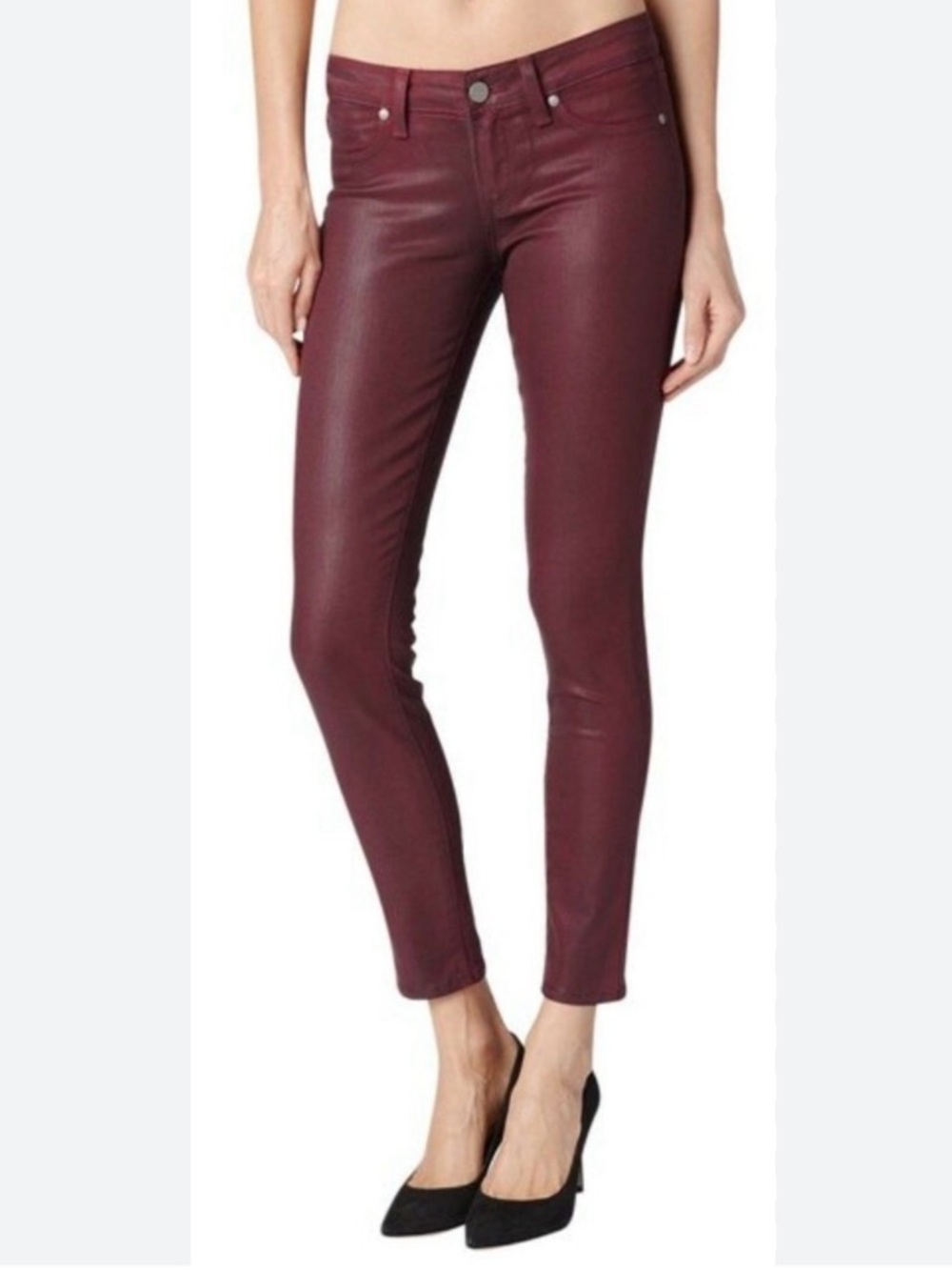 PAIGE verdugo ankle coated jeans in Shiraz silk red size 26
